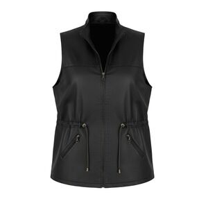 EMC Vintage Leather Full Zip Drawstring Waist  Black Vest Size L